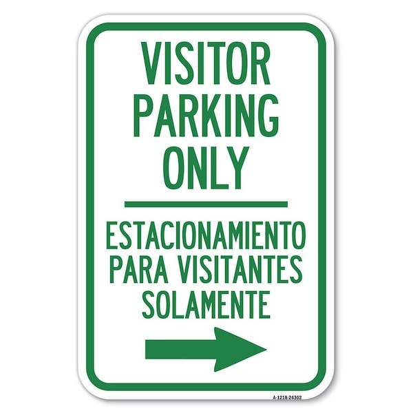 Signmission Bilingual Reserved Parking Sign Visitor Heavy-Gauge Aluminum Sign, 12" x 18", A-1218-24302 A-1218-24302 - main